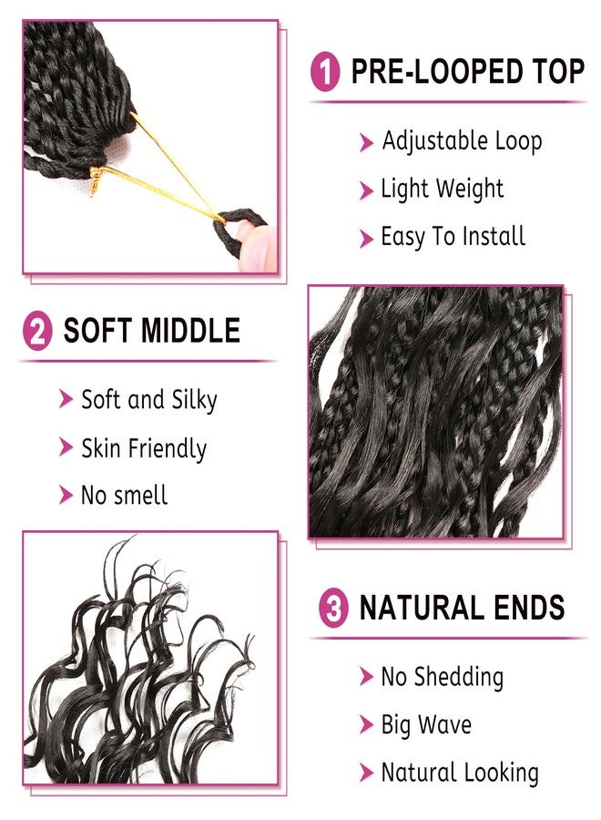 AMUMI Goddess Box Braids Crochet Hair for Black Women-8 Packs 24 Inch Boho Crochet Braids Pre Looped with Curly Ends (1B Black, 24 inch(one curly hair)) - Image 4